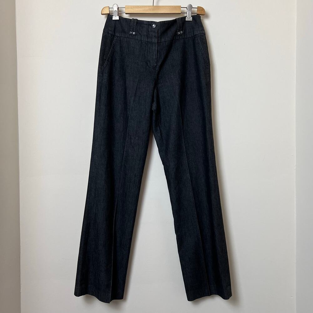 Sandro Sportswear Aged Black High Waisted Pleated Stretch Denim Trousers 4